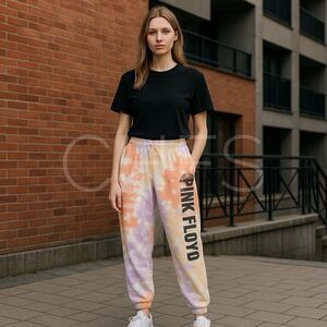 2020 Pink Floyd Jogger Multicolor Tie Dye Womens Small Pockets Concert Merch